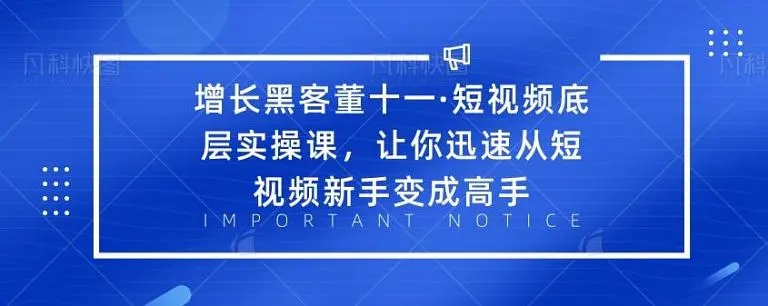 增长黑客董十一·短视频底层实操课，从短视频新手变成高手-闪越社