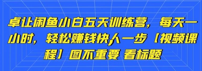 卓让闲鱼小白五天训练营，每天一小时，轻松赚钱快人一步-闪越社