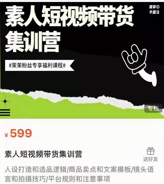 夜草与千里马素人短视频带货集训营，薛辉团队价值599-闪越社