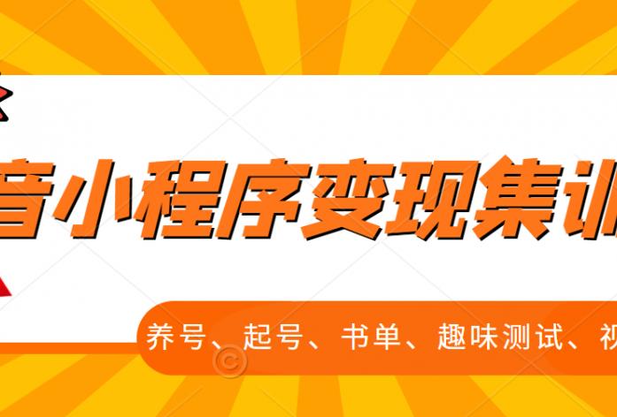 抖音小程序变现集训课，养号、起号、书单、趣味测试、视频剪辑，全套流程-闪越社