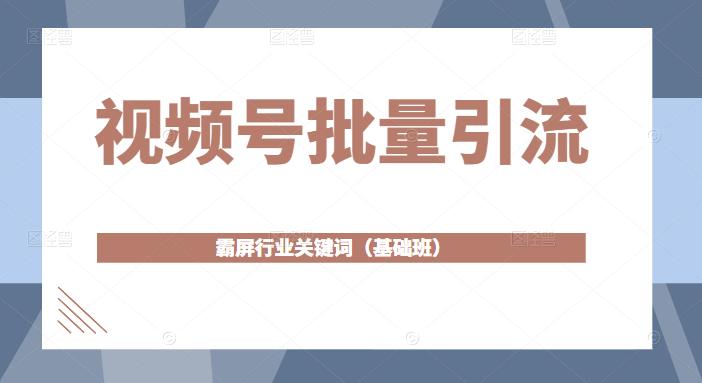 视频号批量引流，霸屏行业关键词（基础班）全面系统讲解视频号玩法-闪越社