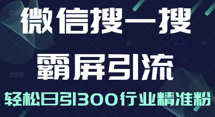 微信搜一搜霸屏引流课，打造被动精准引流系统，轻松日引300行业精准粉-闪越社