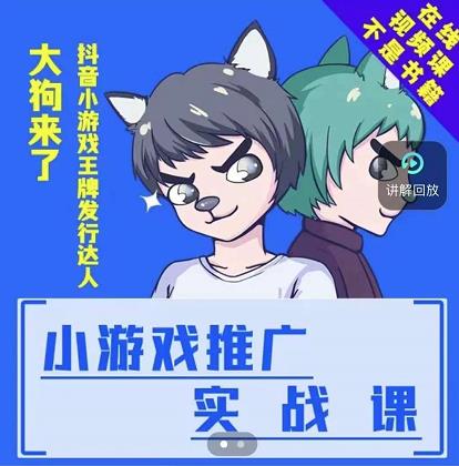 大狗来了：小游戏推广实战课，带你搭建一个游戏推广变现账号-闪越社