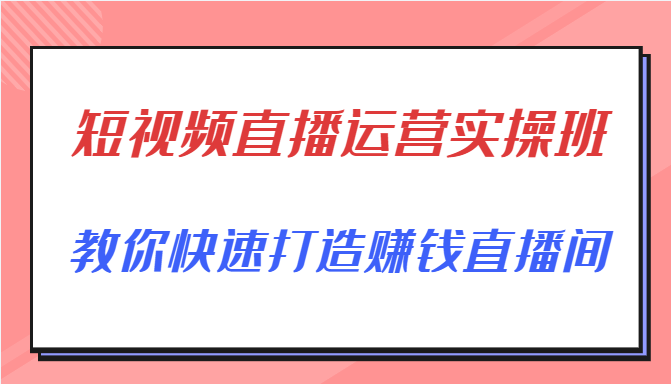 短视频直播运营实操班，直播带货精细化运营实操，教你快速打造赚钱直播间-闪越社