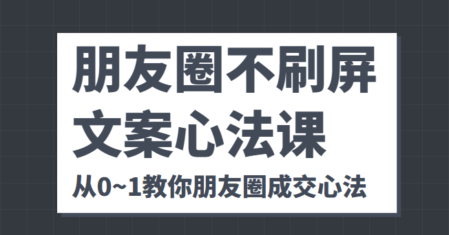 朋友圈不刷屏文案心法课 人人都要懂的商业逻辑 从0~1教你朋友圈成交心法-闪越社