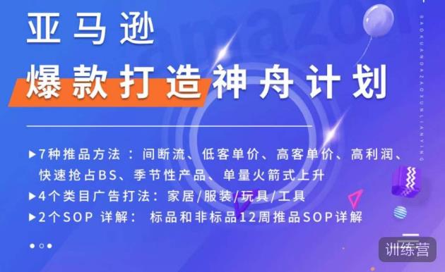 亚马逊爆款打造神舟计划，​7种推品方法，4个类目广告打法，2个SOP详解-闪越社