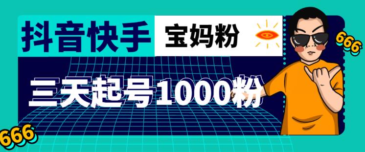 抖音快手三天起号涨粉1000宝妈粉丝的核心方法【详细玩法教程】-闪越社