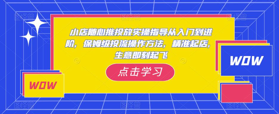 小店随心推投放实操指导从入门到进阶，保姆级投流操作方法，精准起店，生意即刻起飞-闪越社