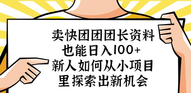 卖快团团团长资料也能日入100+新人如何从小项目里探索出新机会-闪越社