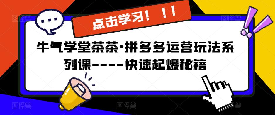 牛气学堂茶茶•拼多多运营玩法系列课—-快速起爆秘籍【更新】-闪越社