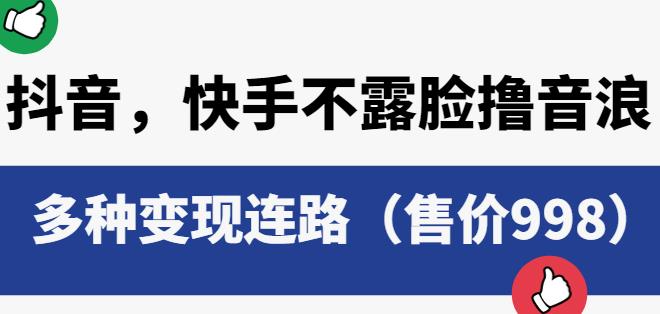 抖音快手不露脸撸音浪项目，多种变现连路（售价998）-闪越社