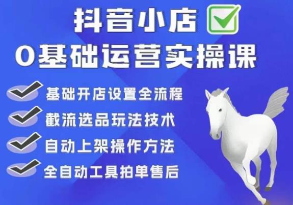 白马电商·0基础抖店运营实操课，基础开店设置全流程，截流选品玩法技术-闪越社