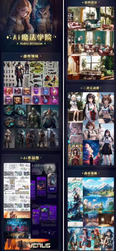 Ai魔法绘画 Stable Diffusion专业课高效辅助Ui/运营作品集0到精通系统课-闪越社