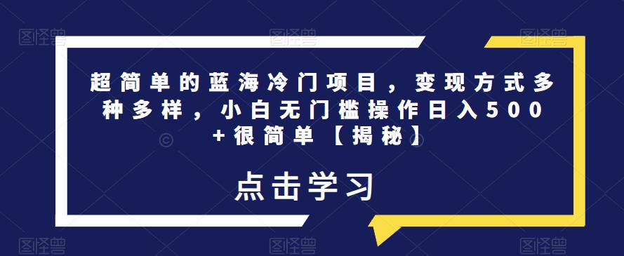 超简单的蓝海冷门项目，变现方式多种多样，小白无门槛操作日入500+很简单【揭秘】-闪越社