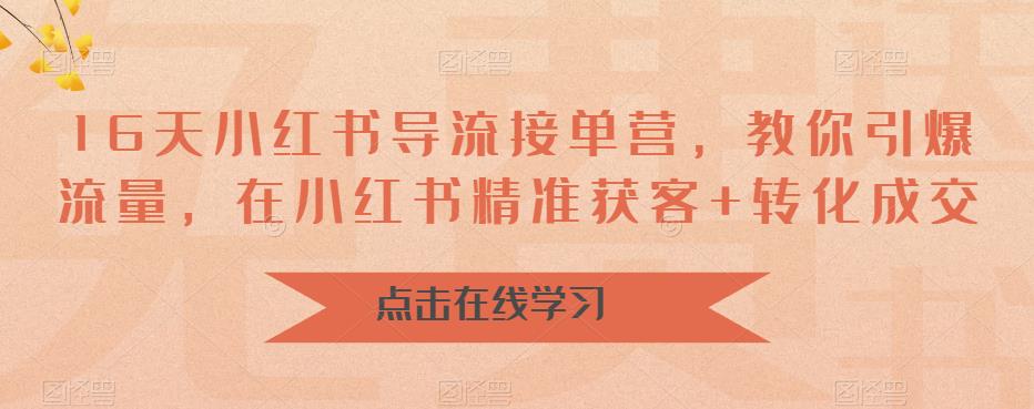 16天小红书导流接单营，教你引爆流量，在小红书精准获客+转化成交-闪越社