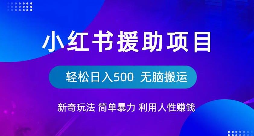 小红书援助项目新奇玩法，简单暴力，无脑搬运轻松日入500【揭秘】-闪越社