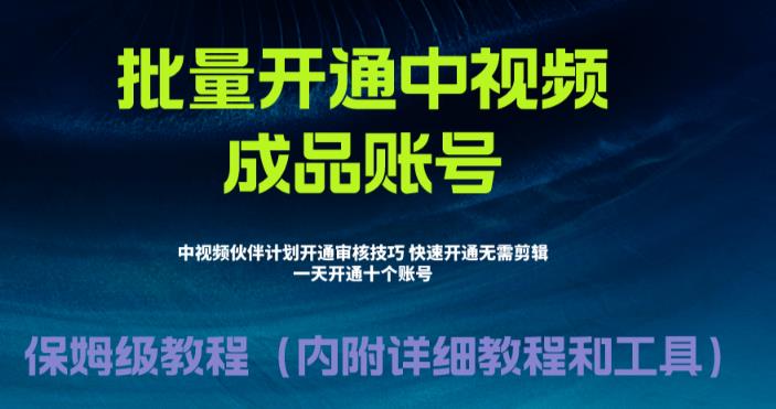 外面收费1980的暴力开通中视频计划教程，内附详细的快速通过中视频伙伴计划的办法-闪越社