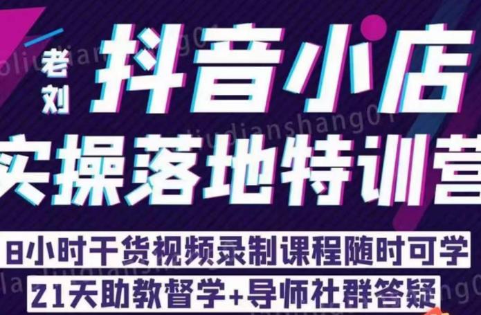 老刘·抖店商品卡流量，​抖音小店实操落地特训营，8小时干货视频录制课程随时可学-闪越社