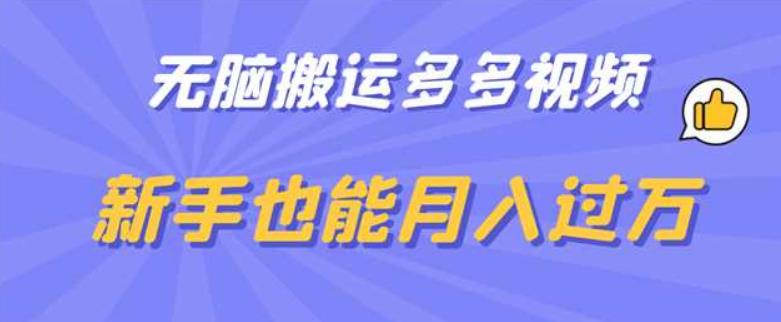 无脑搬运多多视频，新手也能月入过万【揭秘】-闪越社