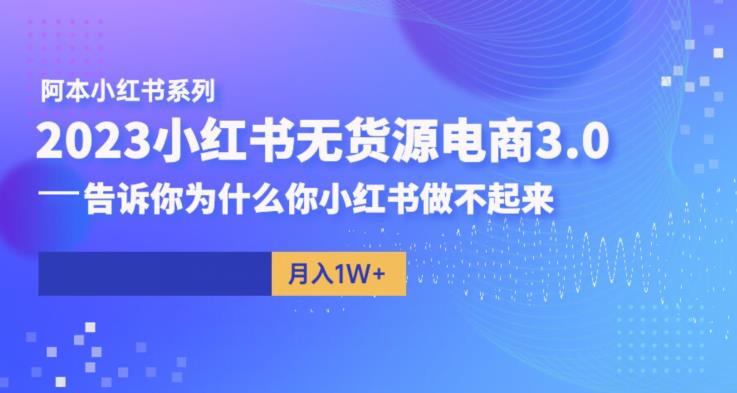 阿本小红书无货源电商3.0，告诉你为什么你小红书做不起来-闪越社