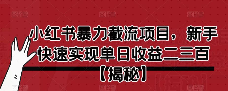 小红书暴力截流项目，新手快速实现单日收益二三百【仅揭秘】-闪越社