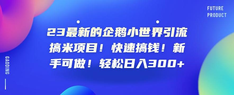 23最新的企鹅小世界引流搞米项目！快速搞钱！新手可做！轻松日入300+【揭秘】-闪越社