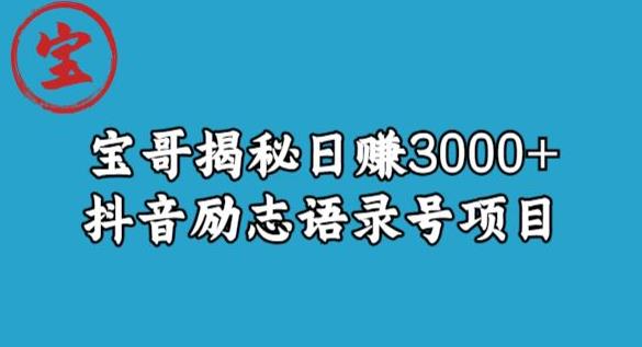 宝哥揭秘日赚3000+抖音励志语录号短视频变现项目-闪越社