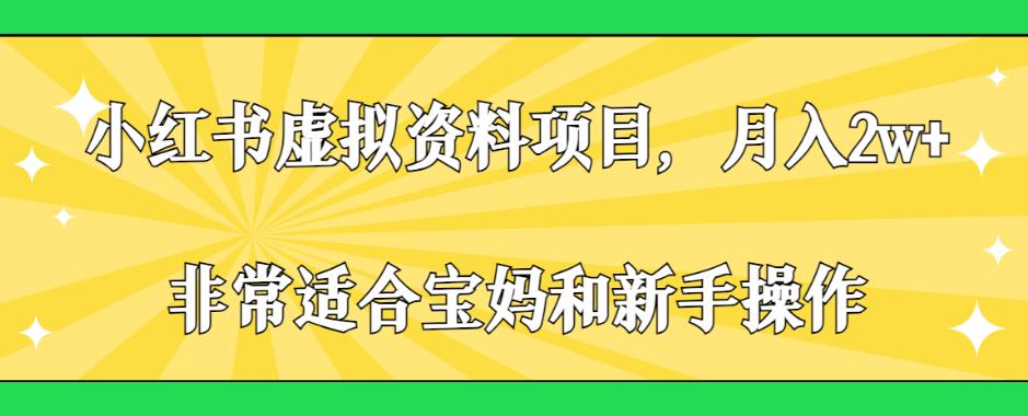 小红书虚拟资料项目，月入2w+，非常适合宝妈和新手操作【揭秘】-闪越社