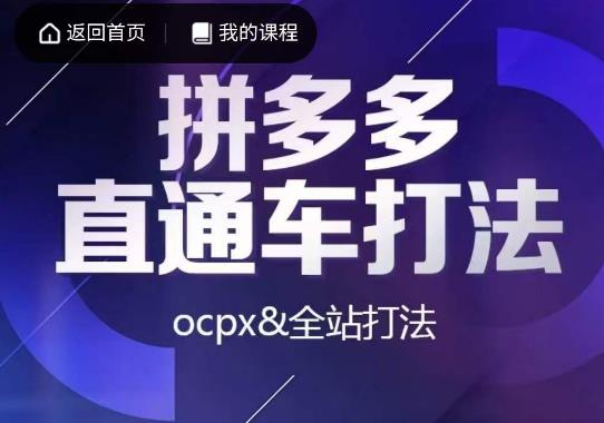 互力·拼多多直通车打法，ocpx&全站打法-闪越社