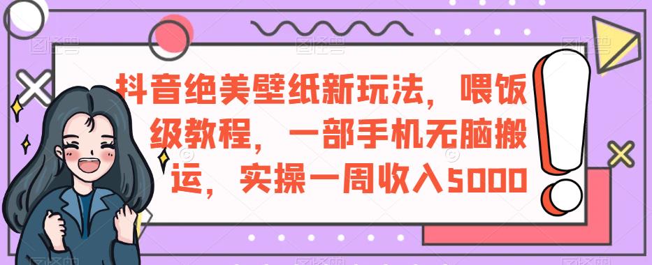 抖音绝美壁纸新玩法，喂饭级教程，一部手机无脑搬运，实操一周收入5000【揭秘】-闪越社