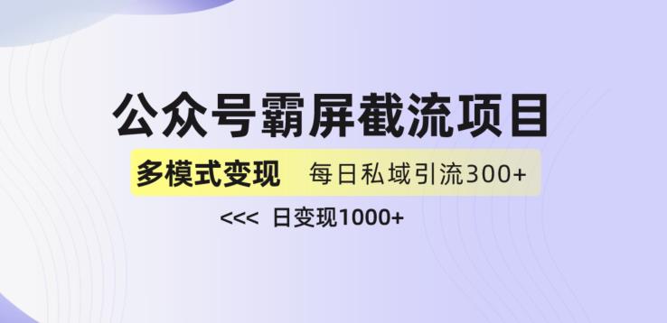 公众号霸屏截流项目+私域多渠道变现玩法，全网首发，日入1000+【揭秘】-闪越社