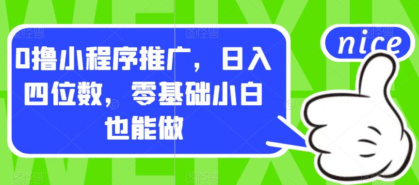 0撸小程序推广，日入四位数，零基础小白也能做【揭秘】-闪越社