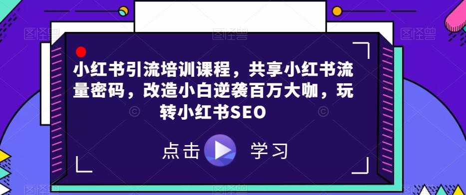 小红书引流培训课程，共享小红书流量密码，改造小白逆袭百万大咖，玩转小红书SEO-闪越社