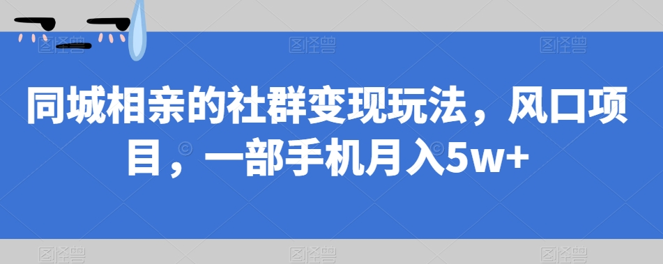 同城相亲的社群变现玩法，风口项目，一部手机月入5w+【揭秘】-闪越社