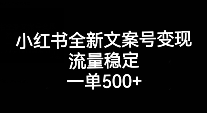 小红书全新文案号变现，流量稳定，一单收入500+-闪越社