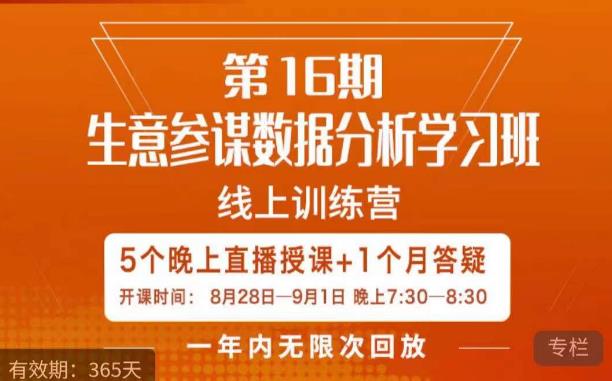 宁静·生意参谋数据分析学习班，解决商家4大痛点，学会分析数据，打造爆款！-闪越社