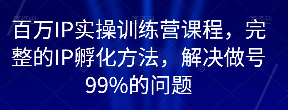 百万IP实操训练营课程，完整的IP孵化方法，解决做号99%的问题-闪越社