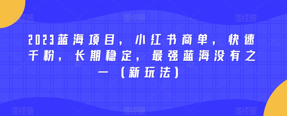 2023蓝海项目，小红书商单，快速千粉，长期稳定，最强蓝海没有之一（新玩法）-闪越社