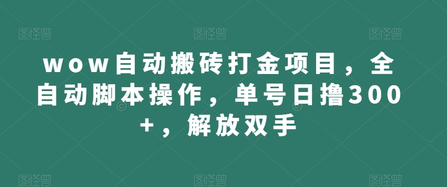 wow自动搬砖打金项目，全自动脚本操作，单号日撸300+，解放双手【揭秘】-闪越社