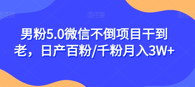 男粉5.0微信不倒项目干到老，日产百粉/千粉月入3W+【揭秘】-闪越社