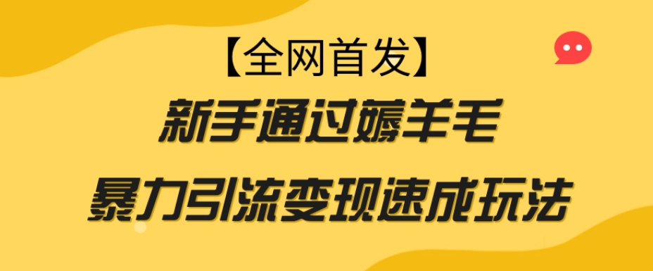 【全网首发】新手通过薅羊毛暴力引流变现速成玩法-闪越社