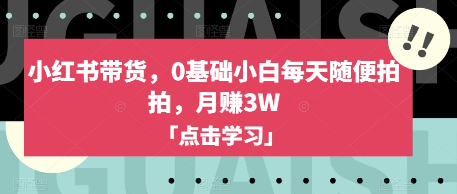 小红书带货，0基础小白每天随便拍拍，月赚3W【揭秘】-闪越社