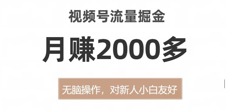 视频号流量掘金，无脑操作，对新人小白友好，月赚2000多【揭秘】-闪越社