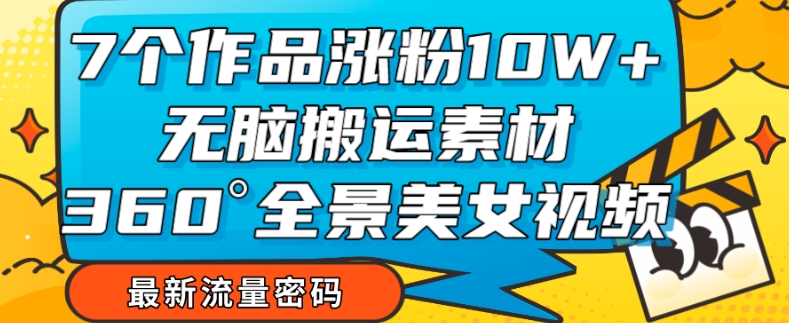 7个作品涨粉10W+，无脑搬运素材，全景美女视频爆款玩法分享【揭秘】-闪越社