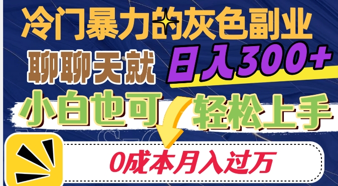 冷门暴利的副业项目，聊聊天就能日入300+，0成本月入过万【揭秘】-闪越社