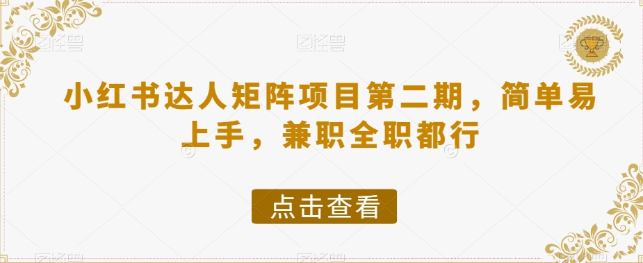 小红书达人矩阵项目第二期，简单易上手，兼职全职都行-闪越社