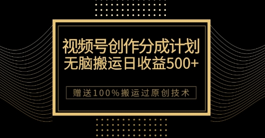 最新视频号创作分成计划，无脑搬运一天收益500+，100%搬运过原创技巧【揭秘】-闪越社