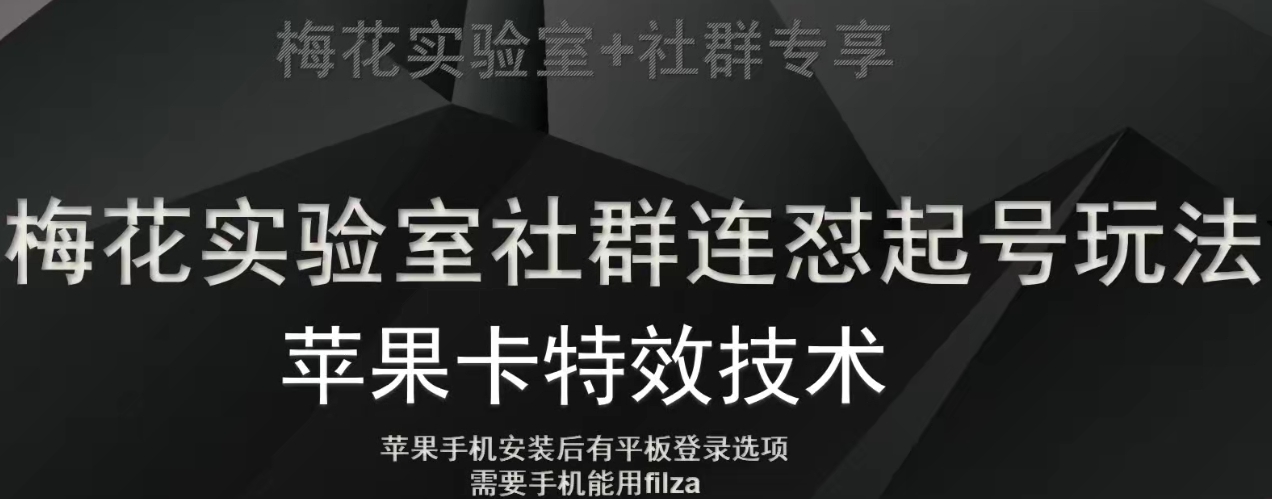 梅花实验室社群视频号连怼起号玩法，最新苹果卡特效技术-闪越社