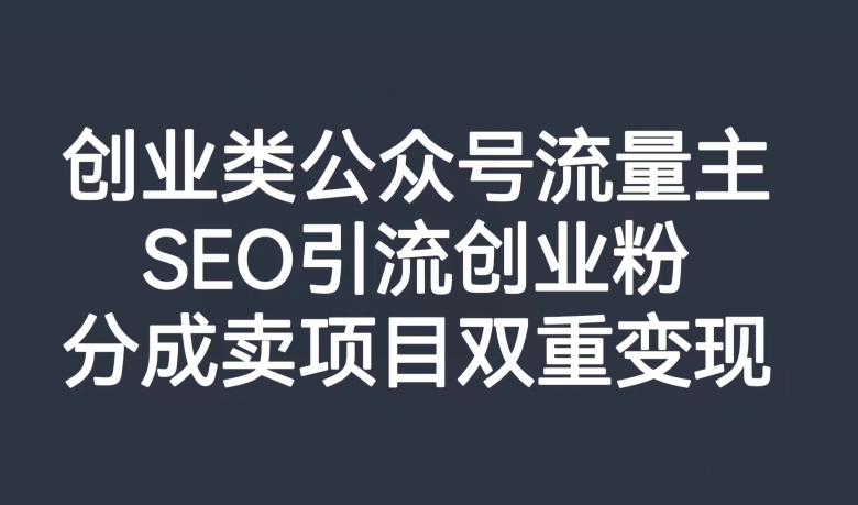 创业类公众号流量主，SEO引流创业粉，分成卖项目双重变现【揭秘】-闪越社