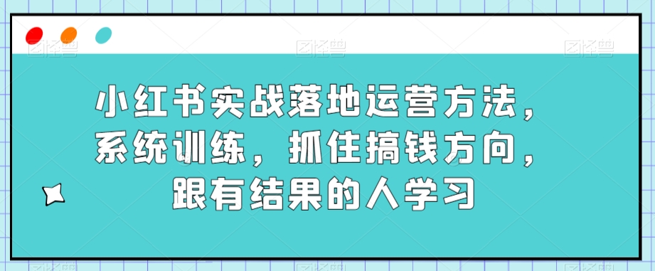 小红书实战落地运营方法，系统训练，抓住搞钱方向，跟有结果的人学习-闪越社